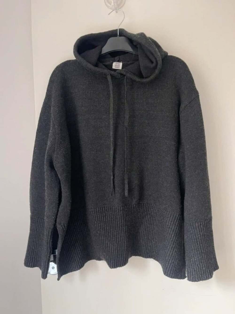 Toteme Dark Grey Hooded Knit Sweater, Size M